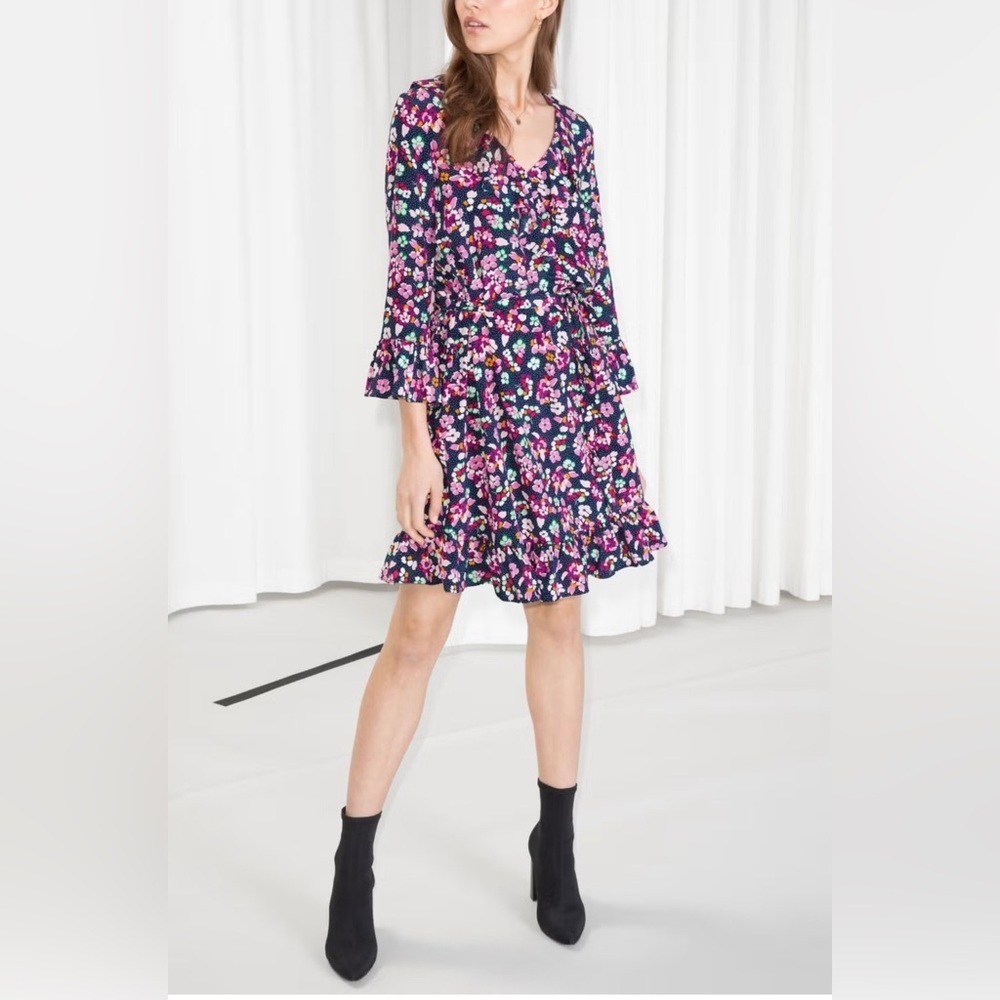 & Other Stories Peplum Blue  Floral Midi Dress ASO Princess Sofia of Sweden 4